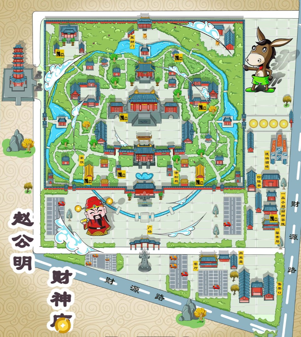 宾川寺庙类手绘地图